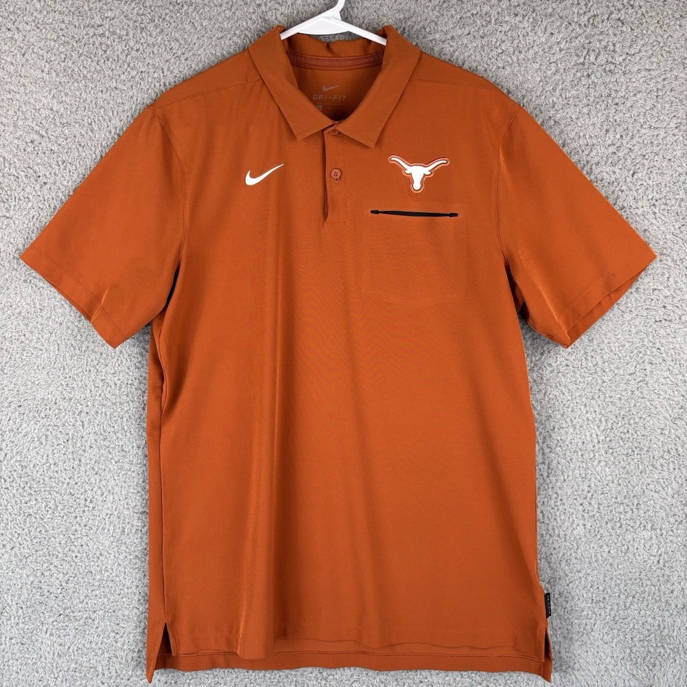 Texas Longhorns Polo Shirt Men Medium Burnt Orange Nike Dri Fit Performance Golf